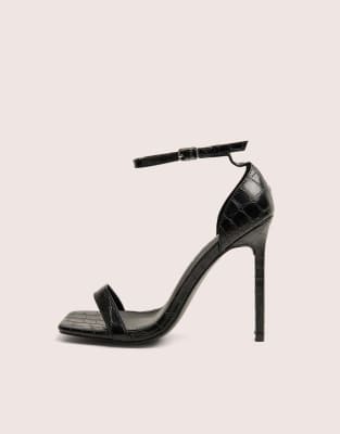  Chaos croc square toe strappy barely there stiletto heels 
