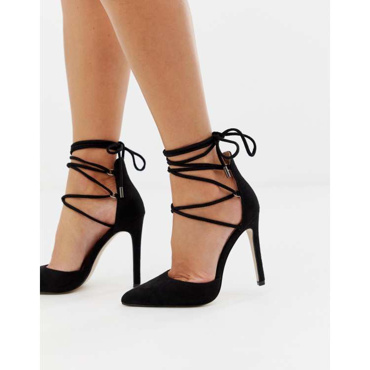 Public Desire Julia Black Block Heel Tie Up Sandals, $17, Asos