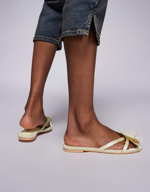 Public Desire - Claudette - Platte sandalen met 3D-bloem in limoengroen, 4 van 4
