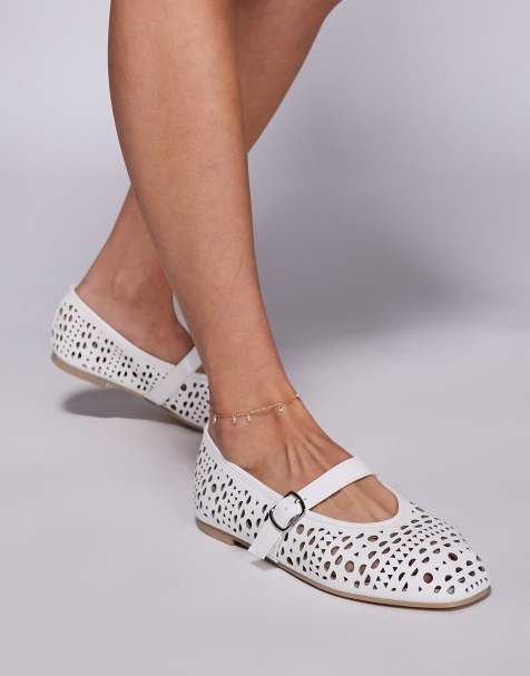 Public Desire - Clementina - Ballerine Mary Jane bianche decorate con taglio laser - view 1