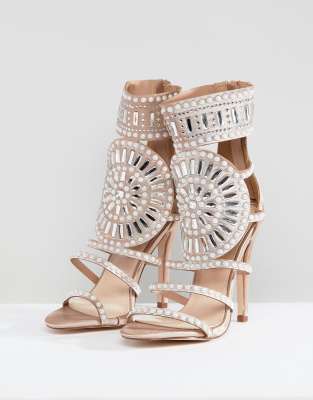 embellished rose gold heels