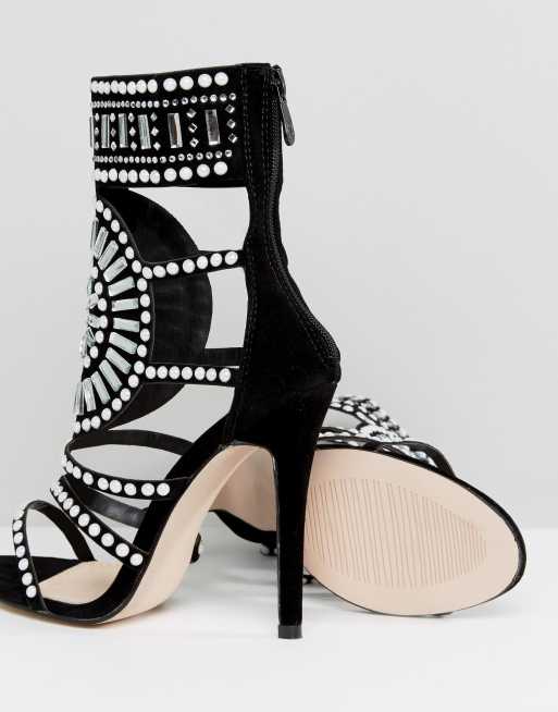 Public desire cleopatra cheap embellished heeled sandals