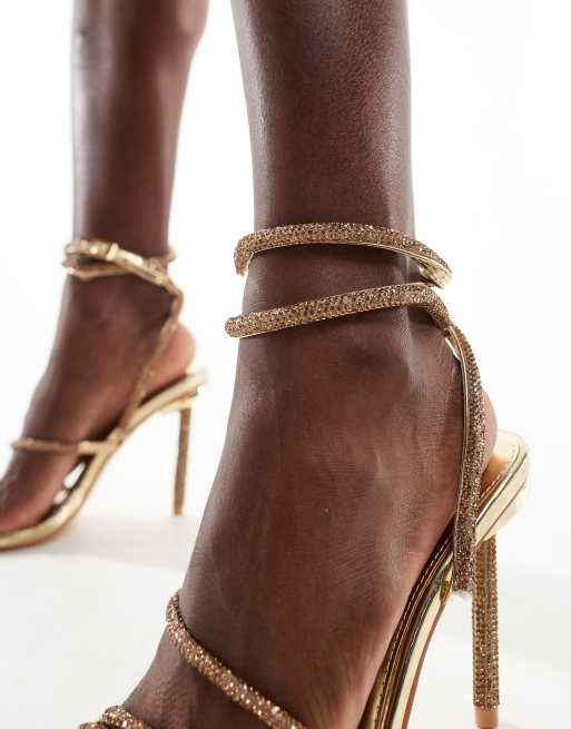 Sandali con tacco color oro hotsell