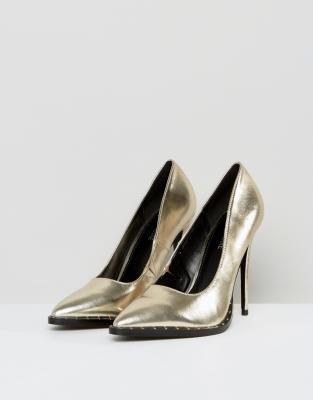 gold studded pumps