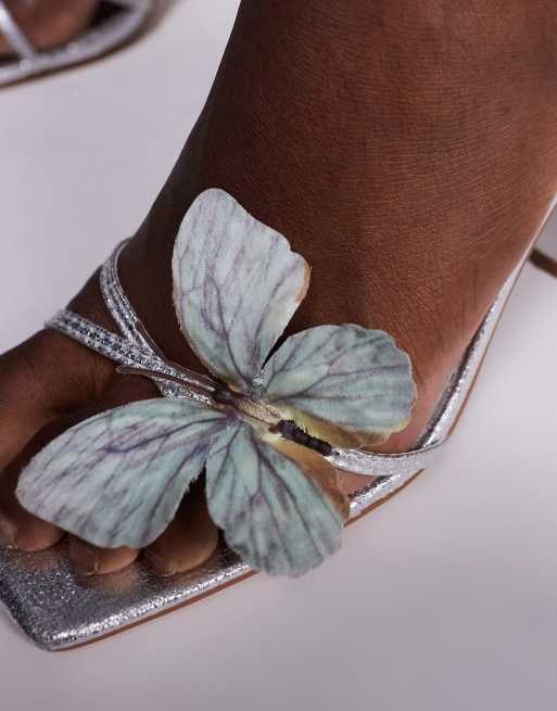 Public Desire Colossus barely there heeled sandals in silver