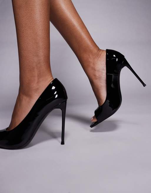 Public Desire Complicated heeled sandals in black patent, 3 of 4