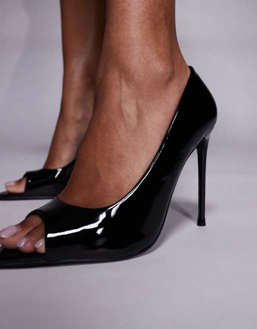 Public Desire - Complicated - Sorte sandaler med hæl i lak, 4 af 4