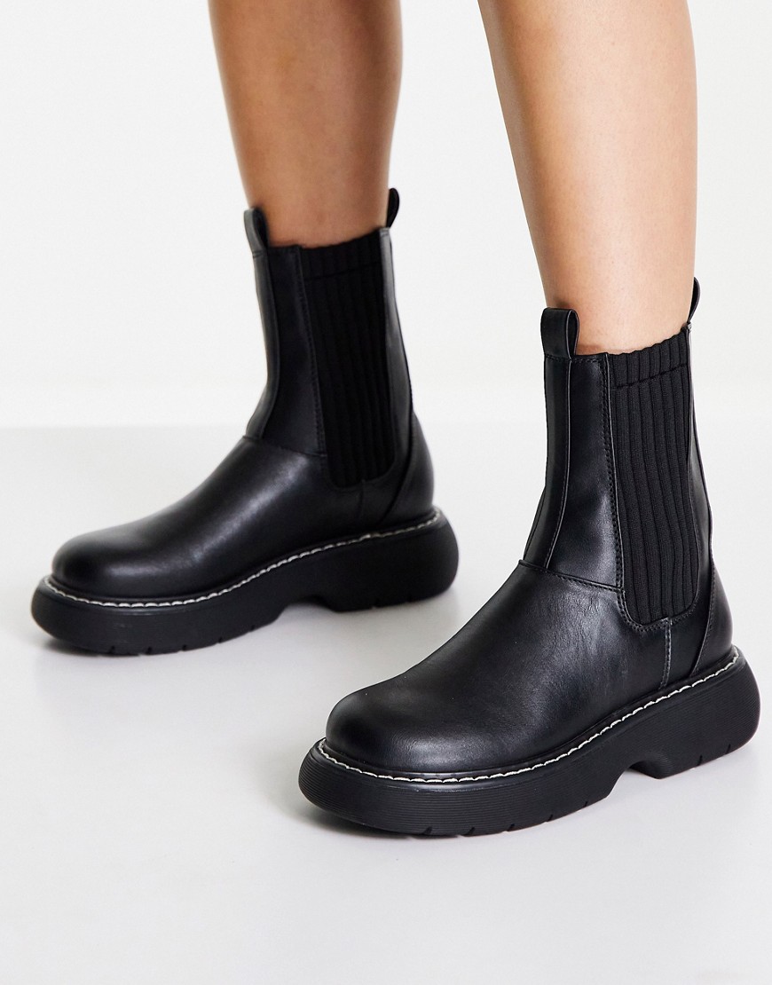 Public Desire Concept chelsea boots in black knit mix