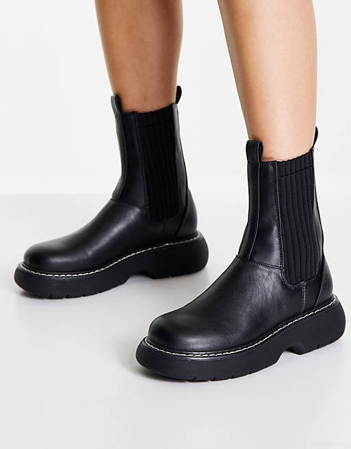  Boots/Public Desire Concept chelsea boots in black knit mix 