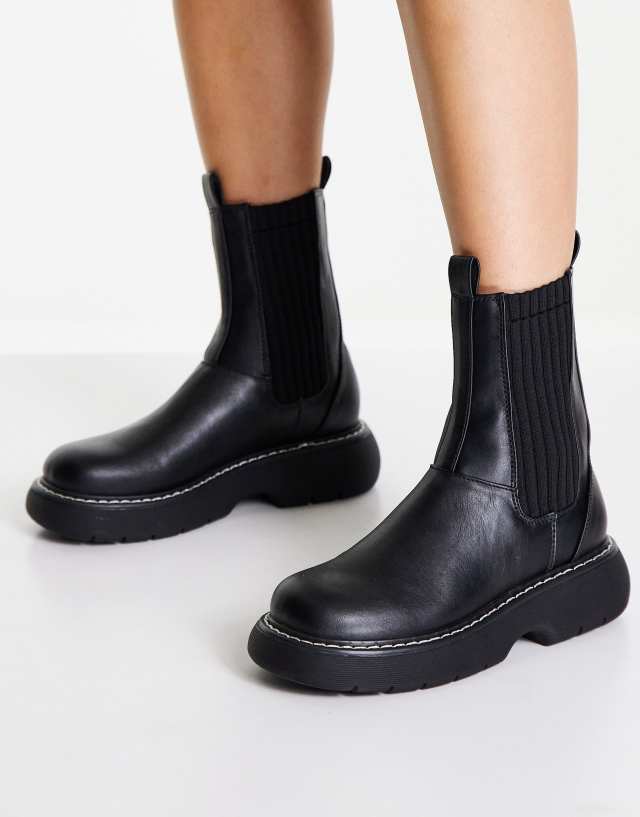 Public Desire Concept chelsea boots in black knit mix