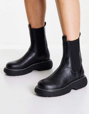 Public Desire – Concept – Chelsea-Boots in Schwarz aus Strickmix