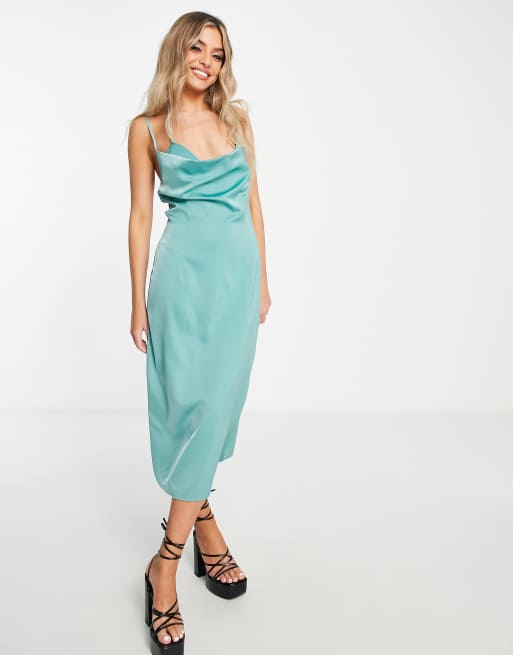 Aqua satin outlet dress