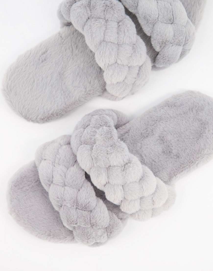 Public Desire - Cozi - Pantoffels van grijs imitatiebont