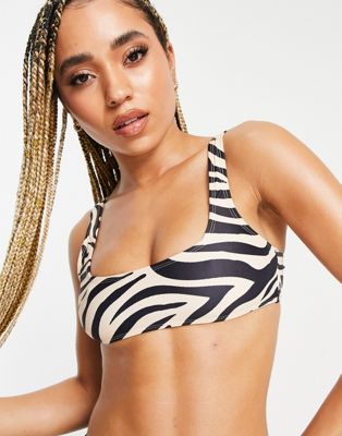 Public Desire crop bikini top tiger print - ASOS Price Checker