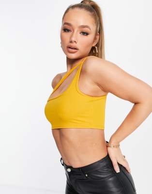 Public Desire - Crop top met blote schouder in oranje, deel van co-ord set