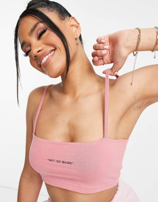 Public Desire - Crop top rosa con scollo quadrato e spalline sottili