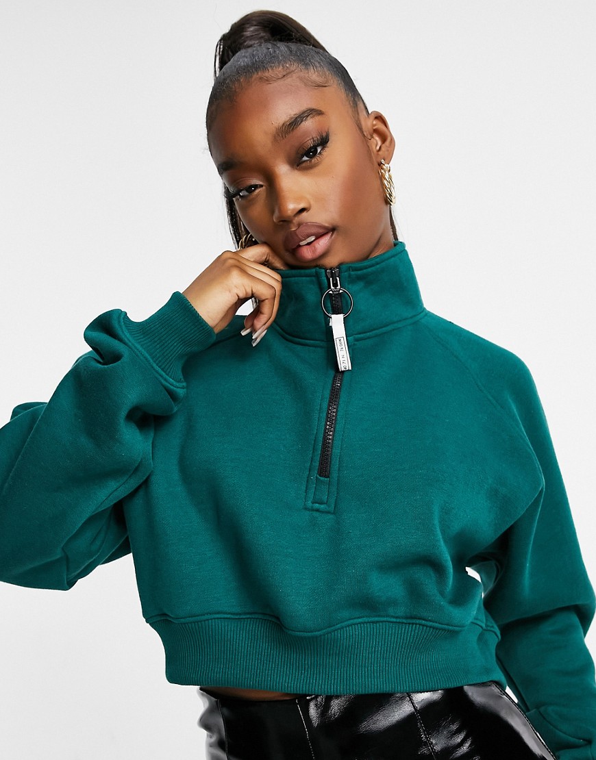Public Desire - Cropped sweater met rits en motief in groen