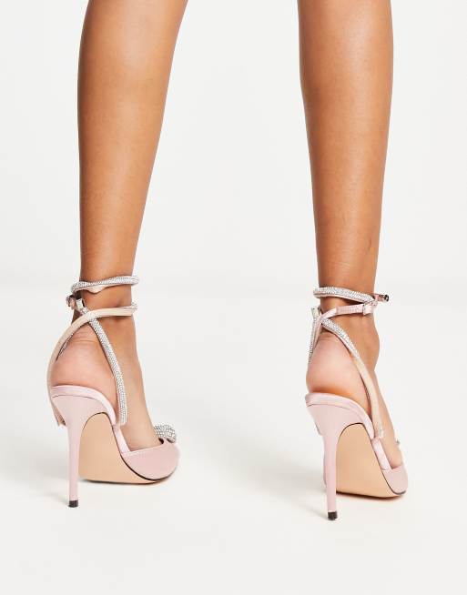 Public Desire Cupid heeled shoes with embellished heart in pink