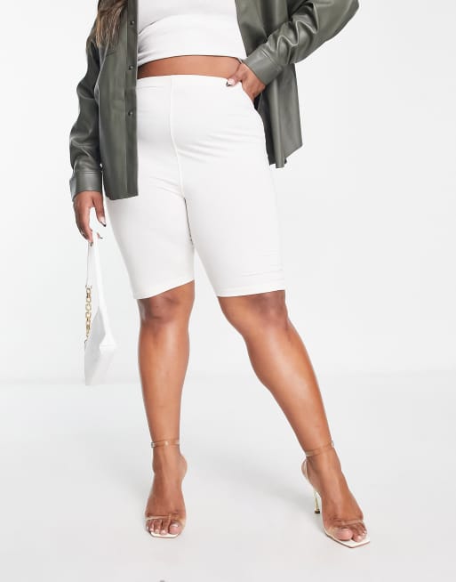Public Desire Curve bodycon short co ord in ecru