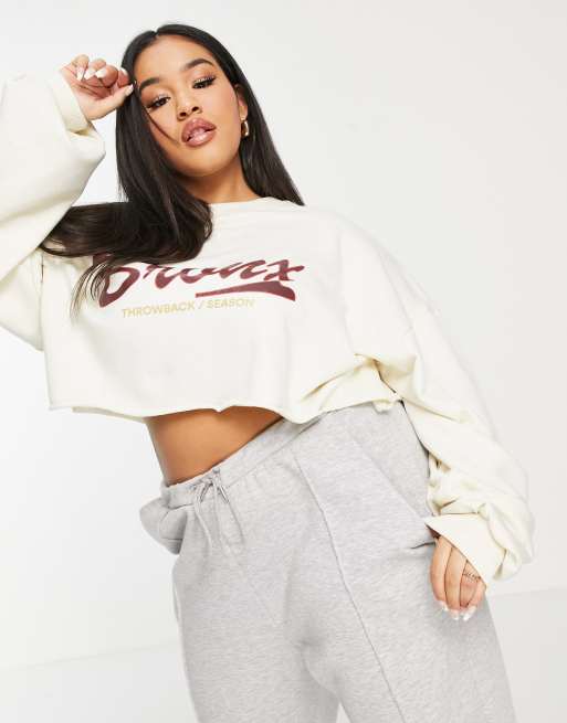 Felpa bianca corta outlet