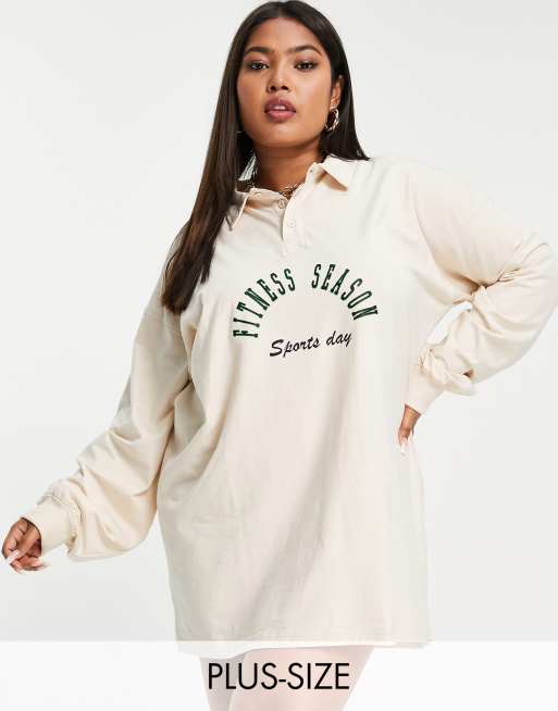 Public Desire Curve - Fitness season - Vestito camicia felpato, color crema