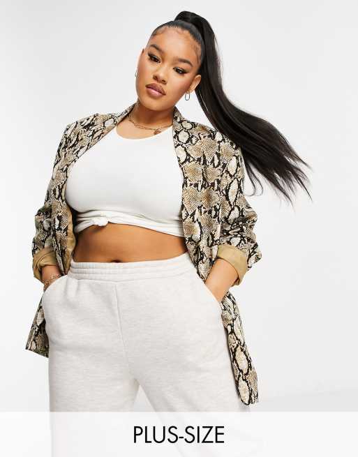 Plus size shop snake print blazer