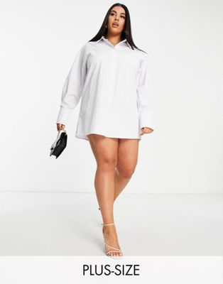 Public Desire Curve oversized shirt dress with open back in white