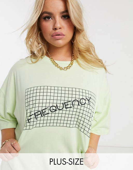 Public Desire Curve oversized t-shirt dress with frequency graphic