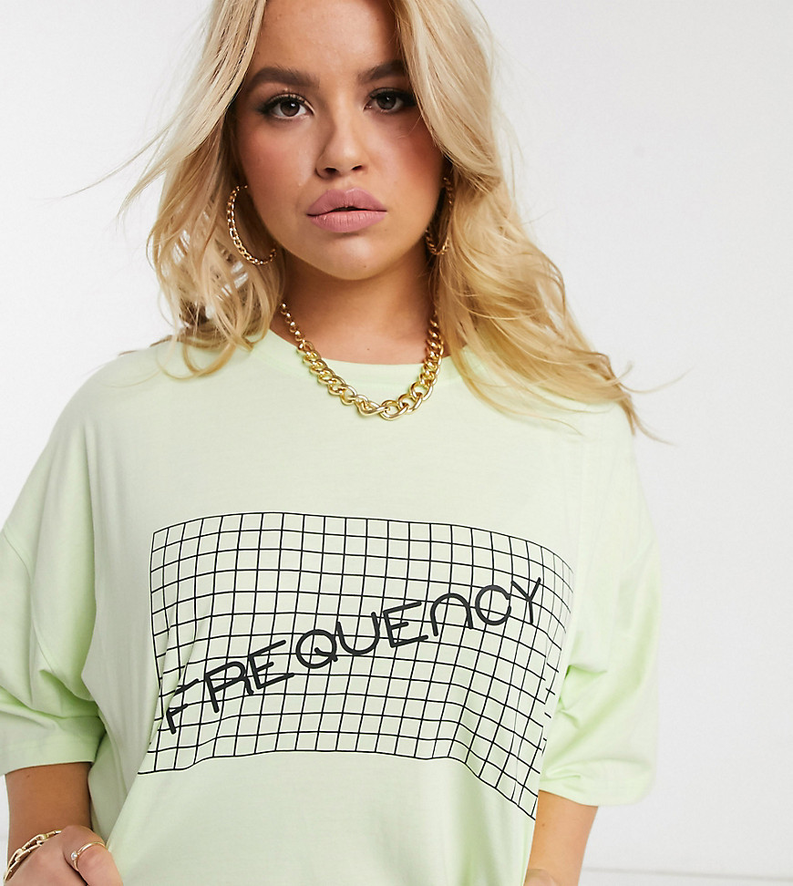 Public Desire - Curve - Oversized T-shirtjurk met print-Groen