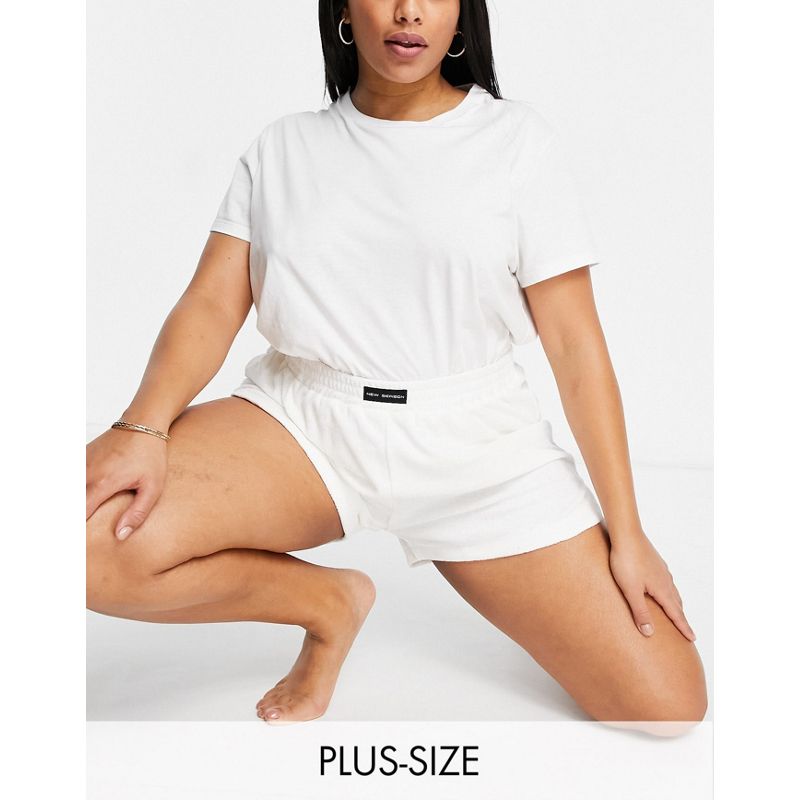  Coordinati Public Desire Curve - Pantaloncini del pigiama in spugna bianco sporco