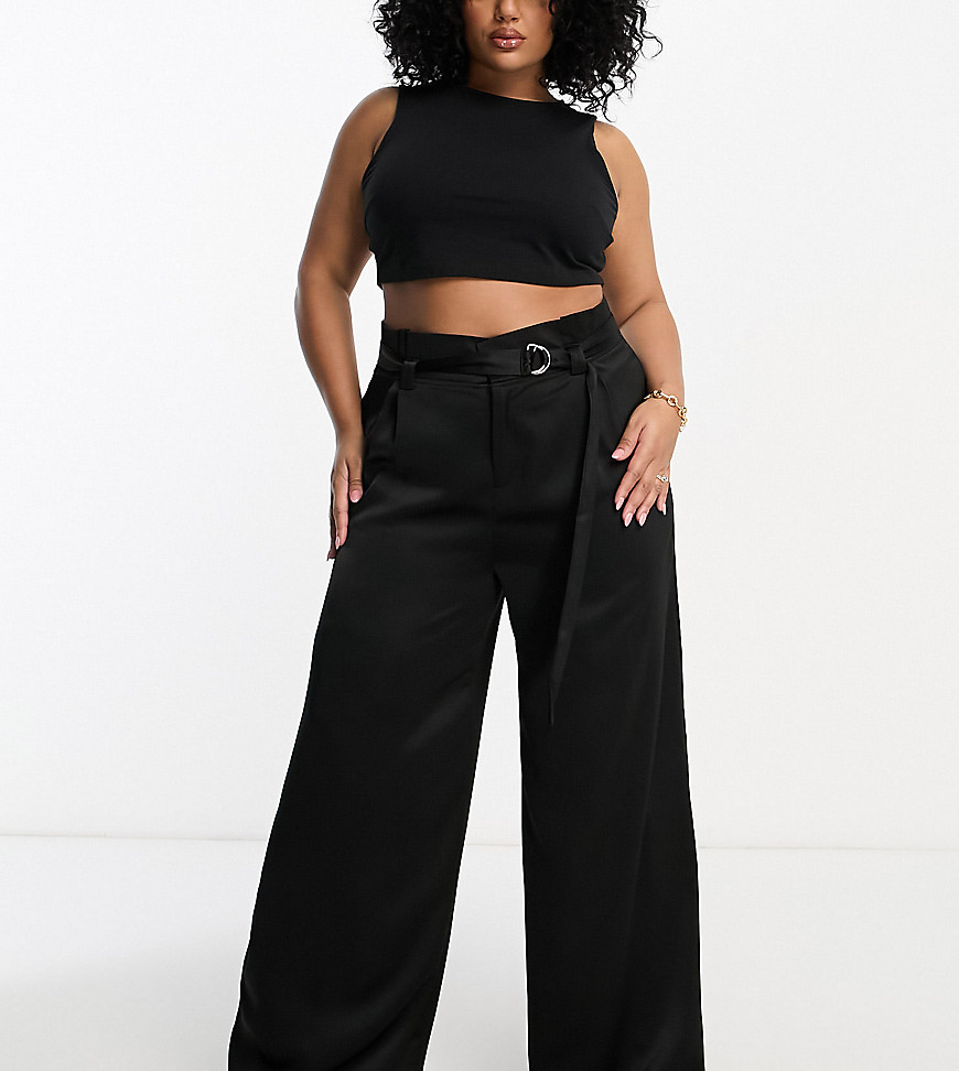 Public Desire Curve paperbag high waist trousers in black