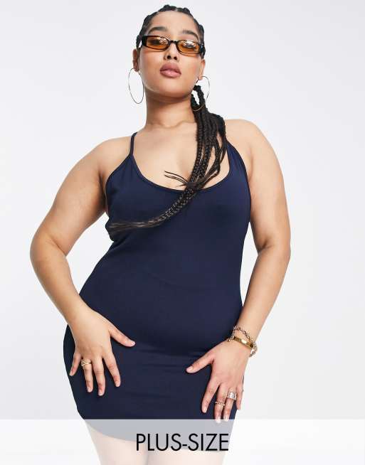 Public Desire Curve - Robe courte près du corps à double épaisseur et dos nageur - Bleu marine