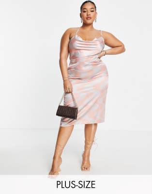 Public Desire Curve satin midi dress in swirl print - ASOS Price Checker