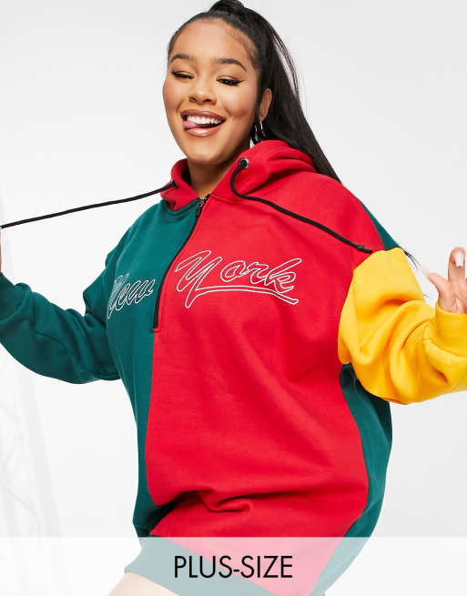 Public Desire Curve - Robe sweat oversize à capuche avec motif contrastant - Multicolore