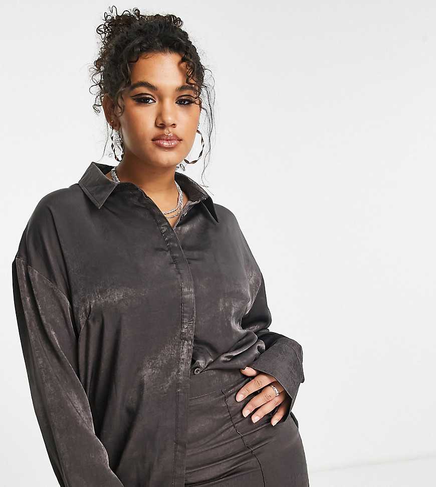 Tops by Public Desire Curve Part of a co-ord set Trousers sold separately Spread collar Button placket Drop shoulders Relaxed fit
