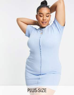 Public Desire Curve seam detail mini dress in blue - ASOS Price Checker