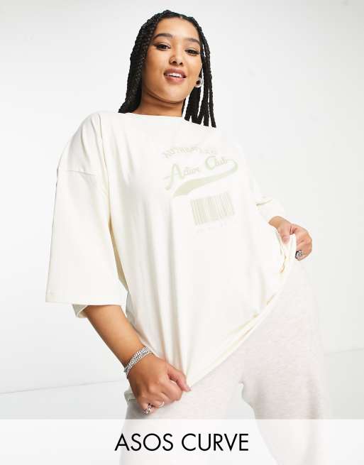 Public Desire Curve - T-shirt oversize color pietra