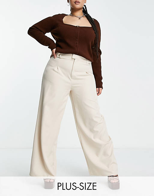 Public Desire Curve tailored pants in oatmeal