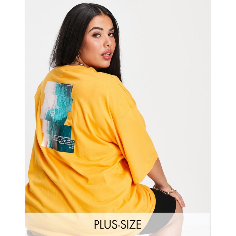 Public Desire Curve x Amber Gill - T-Shirt oversize con motivo, colore arancione
