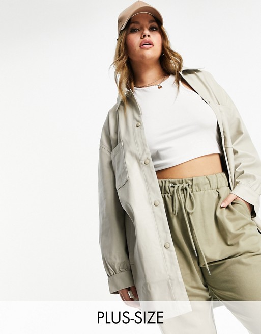 Public Desire Curve x Carms oversized shirt jacket in faux leather