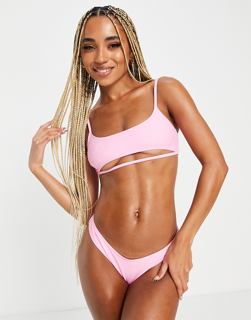 Public Desire Cut Out Crop Bikini Top In Pink