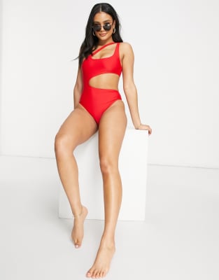 red cut out swimsuit