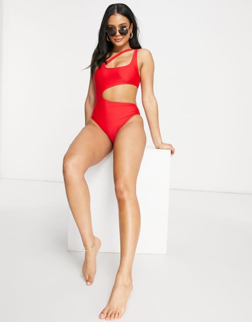 Public Desire cut out swimsuit in red