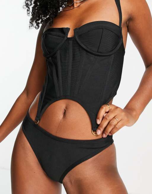 Public Desire – Czarny bandażowy dół od bikini – Tylko w ASOS, 2 z 4
