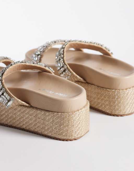 Public Desire - Darcy - Sandalen van raffia met plateauzool en versierde bandjes, 3 van 4