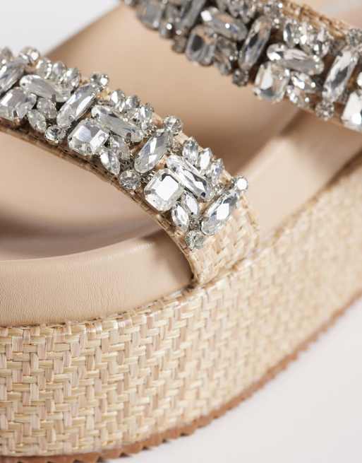 Public Desire - Darcy - Sandalen van raffia met plateauzool en versierde bandjes, 4 van 4