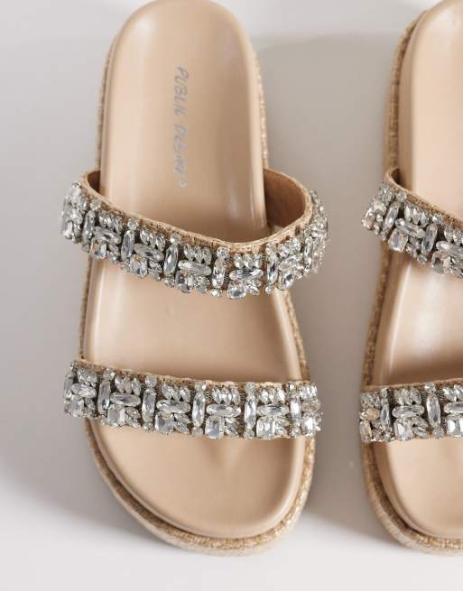 Public Desire – Darcy – Sandaler i raffia med platå och utsmyckade remmar, 2 av 4