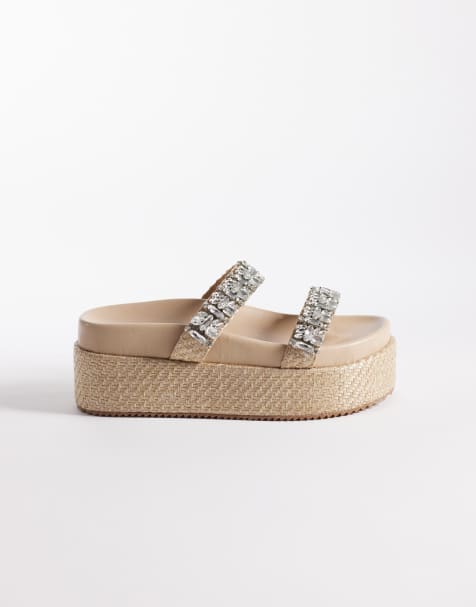 Public Desire - Darcy - Sandali paltform in rafia con fascette decorate - view 1