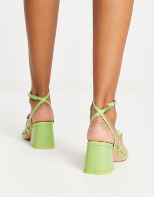 Public Desire Dayla Mid Heeled Shoes In Green