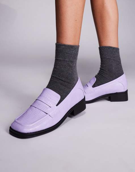 Public Desire – Decaf – Lila, krokodilskinnsmönstrade loafers - view 1